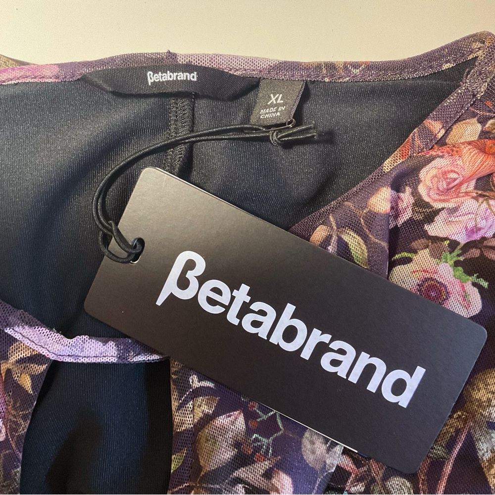 NWT Betabrand Wanderlite Floral Ruched Mesh Travel Dress - Picture 6 of 7